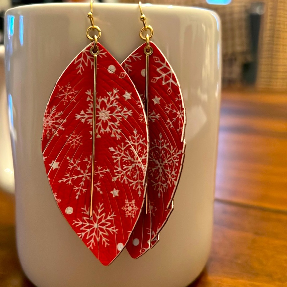 Womens Christmas Leather earrings